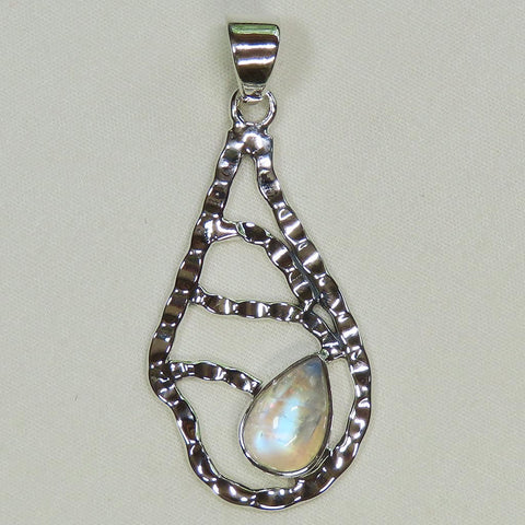 Rainbow Moonstone from India Sterling Silver Pendant Jewelry