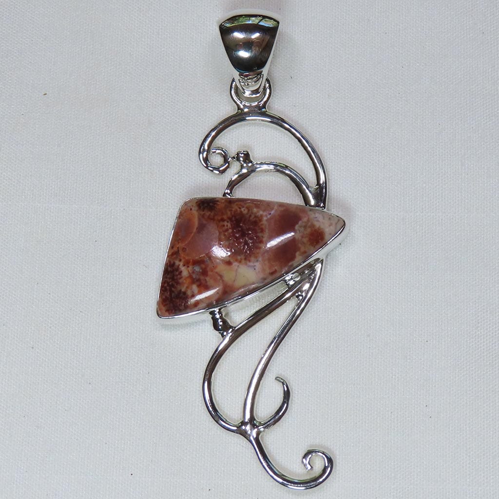 Red Dendrite Jasper Sterling Silver Pendant Jewelry