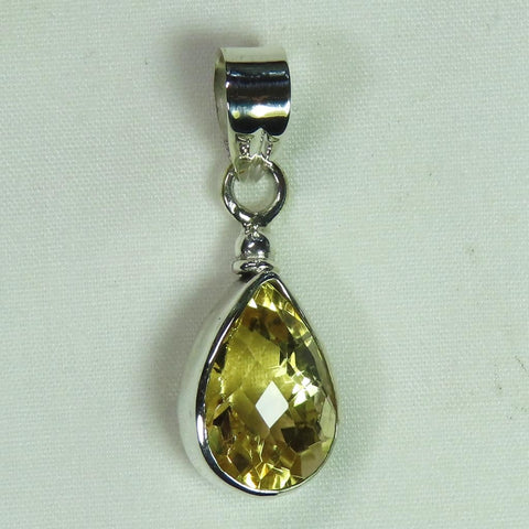 Faceted Citrine Sterling Silver Pendant Jewelry