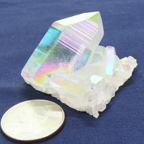 Opal or Angel Aura Quartz Crystal Cluster with Time-Link Activations