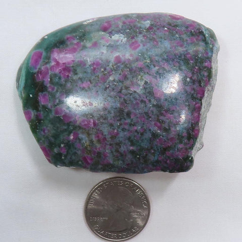 1 Side Polished Ruby and Green Fuchsite with Kyanite Slab from India