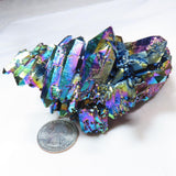 Rainbow or Flame Aura Quartz Crystal Burr Cluster with DT/ET's