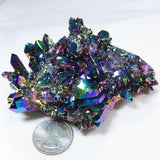 Rainbow or Flame Aura Quartz Crystal Burr Cluster with DT/ET's