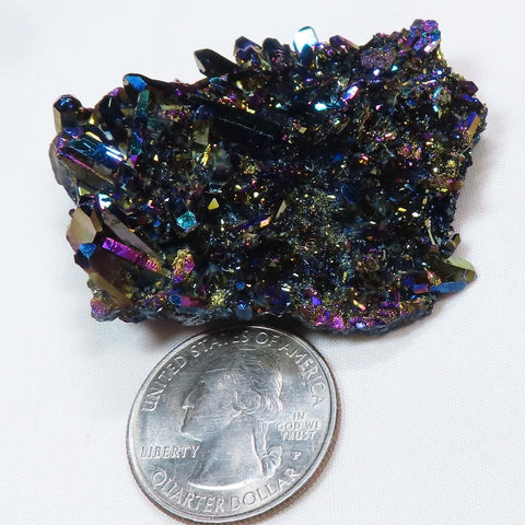 Rainbow or Flame Aura Quartz Crystal Cluster