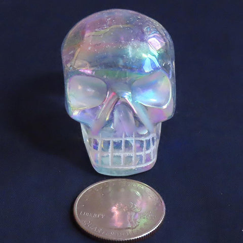 Polished Opal or Angel Aura Quartz Crystal Skull