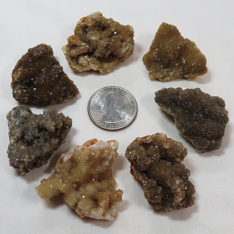 7 Small Arkansas Drusy Smoky Quartz Crystal Geodes