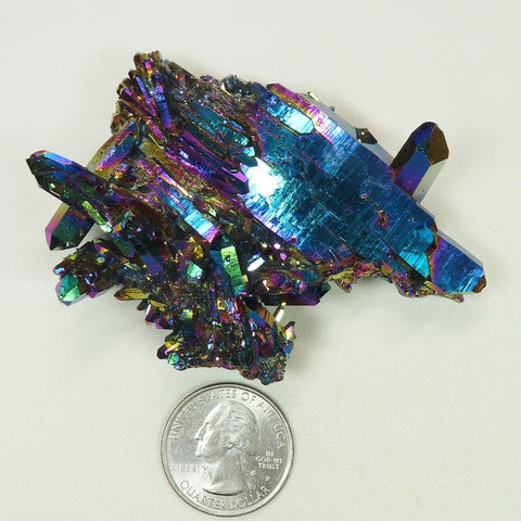 Rainbow or Flame Aura Quartz Crystal Burr Cluster from Arkansas