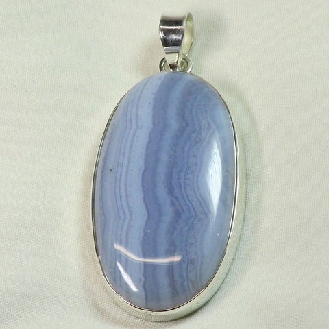 Blue Lace Agate Sterling Silver Pendant Jewelry