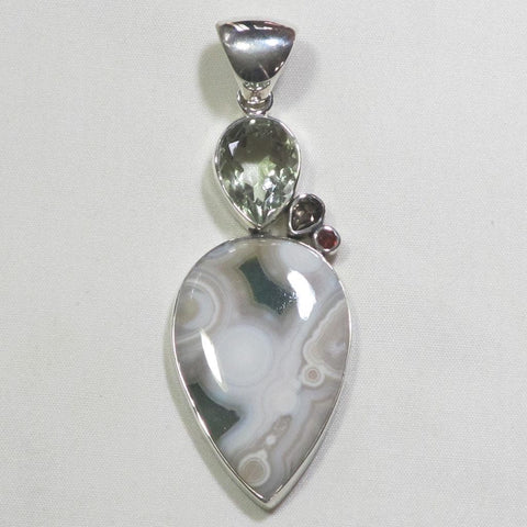 Ocean Jasper & Green Amethyst Sterling Silver Pendant Jewelry