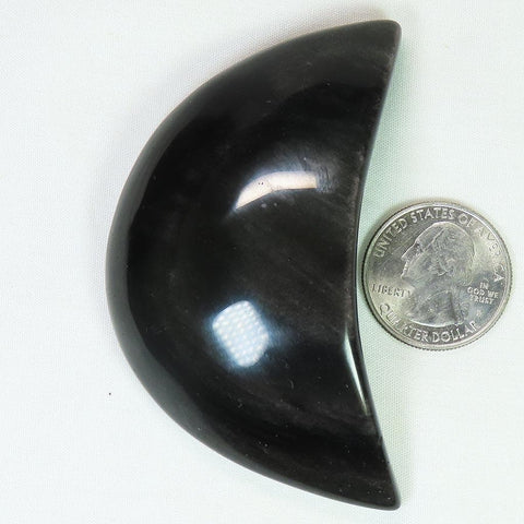 Polished Silver Sheen Obsidian Moon from Mexico
