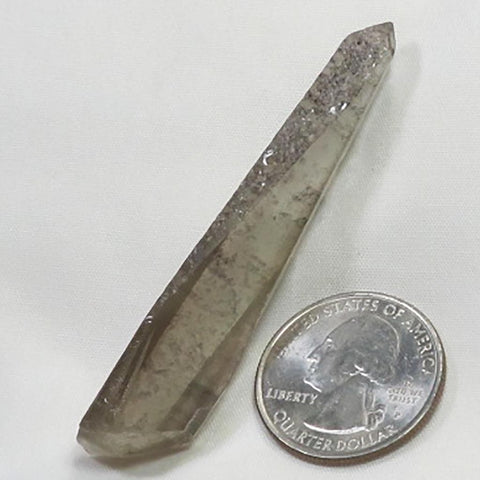 Smoky Lemurian Seed Quartz Crystal Etched Point from Brazil