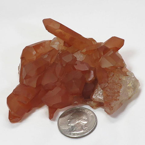 Tangerine Quartz Crystal Cluster with Time-Link Activation from Brazil
