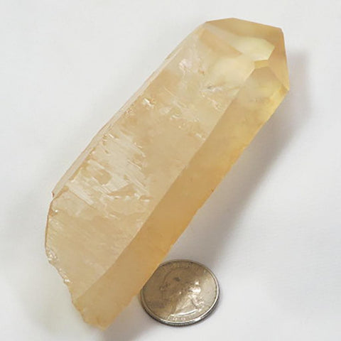 Tangerine Quartz Crystal Point with Time-Link Activation from Brazil