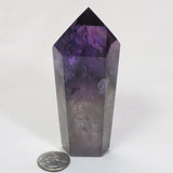 Polished Smoky Amethyst Point with Phantoms from Bahia, Brazil