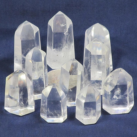 10 Small Polished Clear Quartz Crystal Points from Madagascar