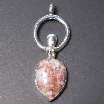 Ocean Jasper Goddess Sterling Silver Pendant Jewelry on a gray background