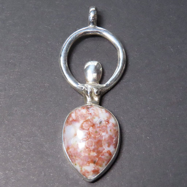 Ocean Jasper Goddess Sterling Silver Pendant Jewelry on a gray background
