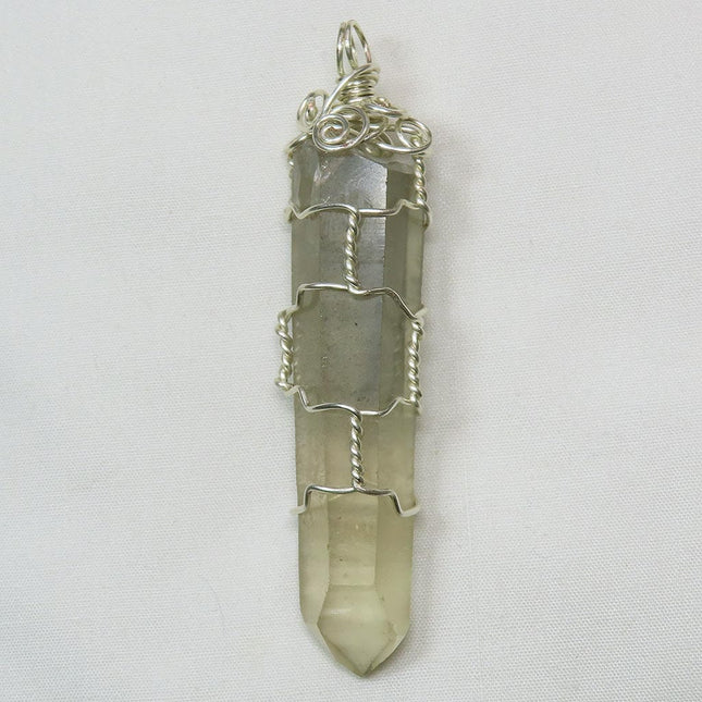Smoky Quartz Point from Brazil Wire Wrapped Pendant Jewelry on a white background