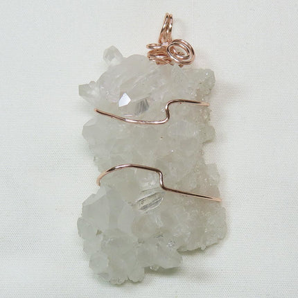 Arkansas Quartz Crystal Cluster Wire Wrapped Pendant Jewelry on a white background