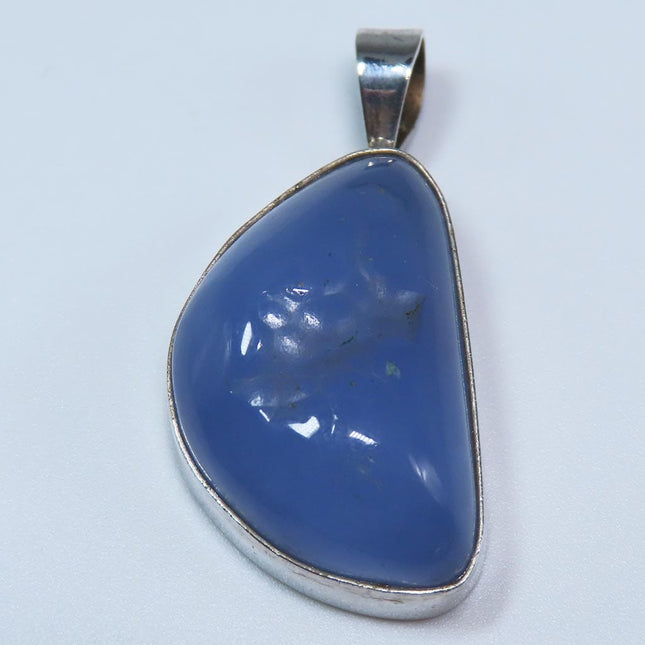 Blue Chalcedony from Turkey Sterling Silver Pendant Jewelry