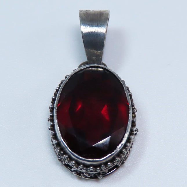 Faceted Garnet from Sri Lanka Sterling Silver Pendant Jewelry