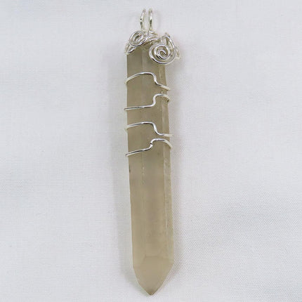 Smoky Lemurian Seed Quartz Crystal Point Wire Wrapped Pendant Jewelry