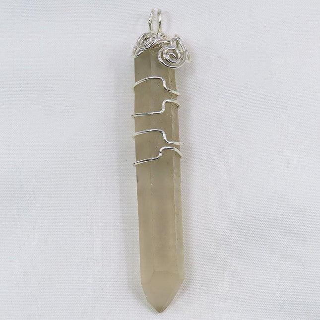 Smoky Lemurian Seed Quartz Crystal Point Wire Wrapped Pendant Jewelry