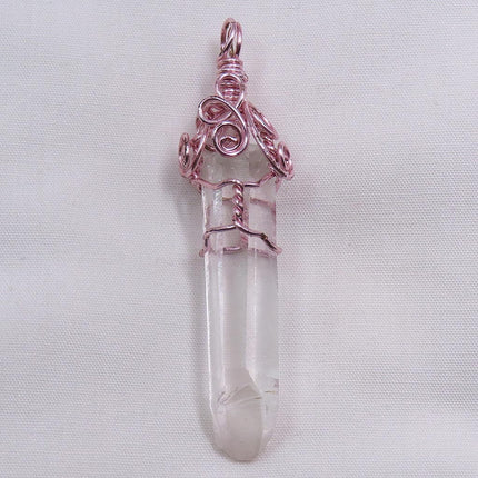 Arkansas Quartz Crystal Point Wire Wrapped Pendant Jewelry
