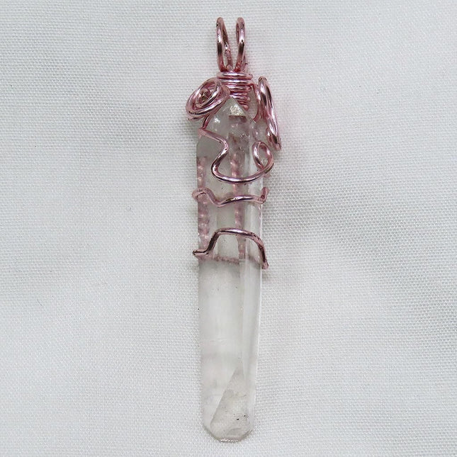 Arkansas Quartz Crystal DT Wire Wrapped Pendant Jewelry