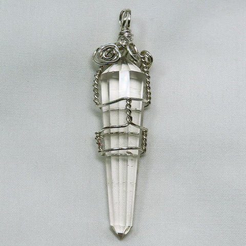Polished Vogel Quartz Crystal Generator DT Wire Wrapped Pendant Jewelry