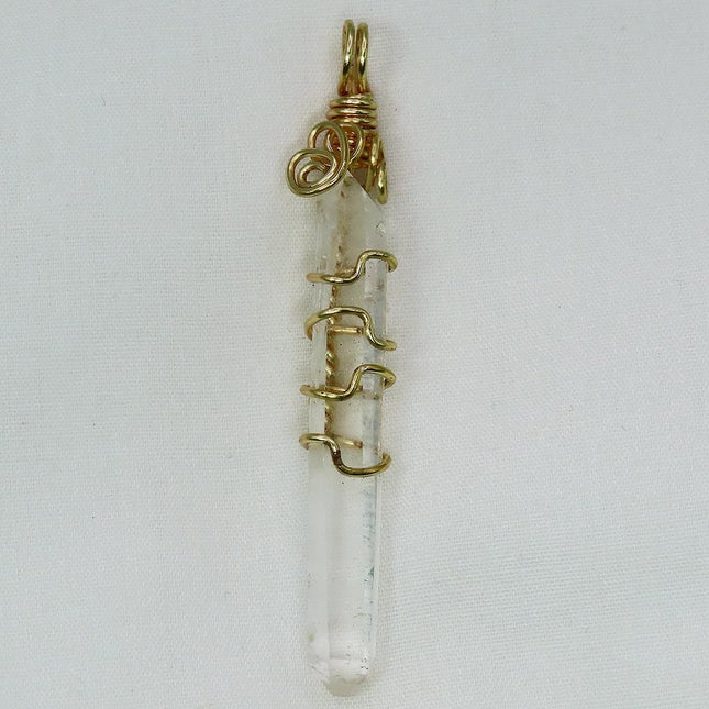 Arkansas Quartz Crystal DT Wire Wrapped Pendant Jewelry