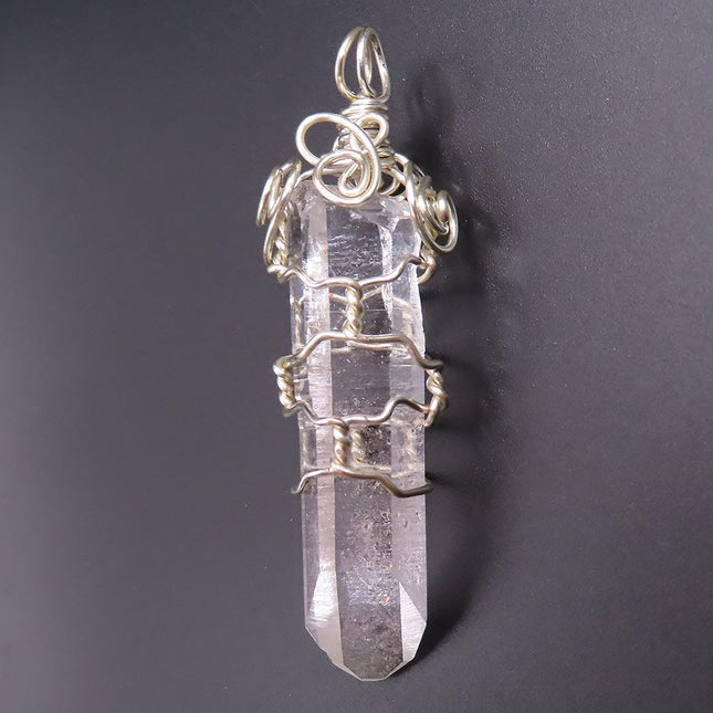 Handmade Clear Quartz Double Point Pendant Necklace - Natural Healing Crystal Wire Wrapped