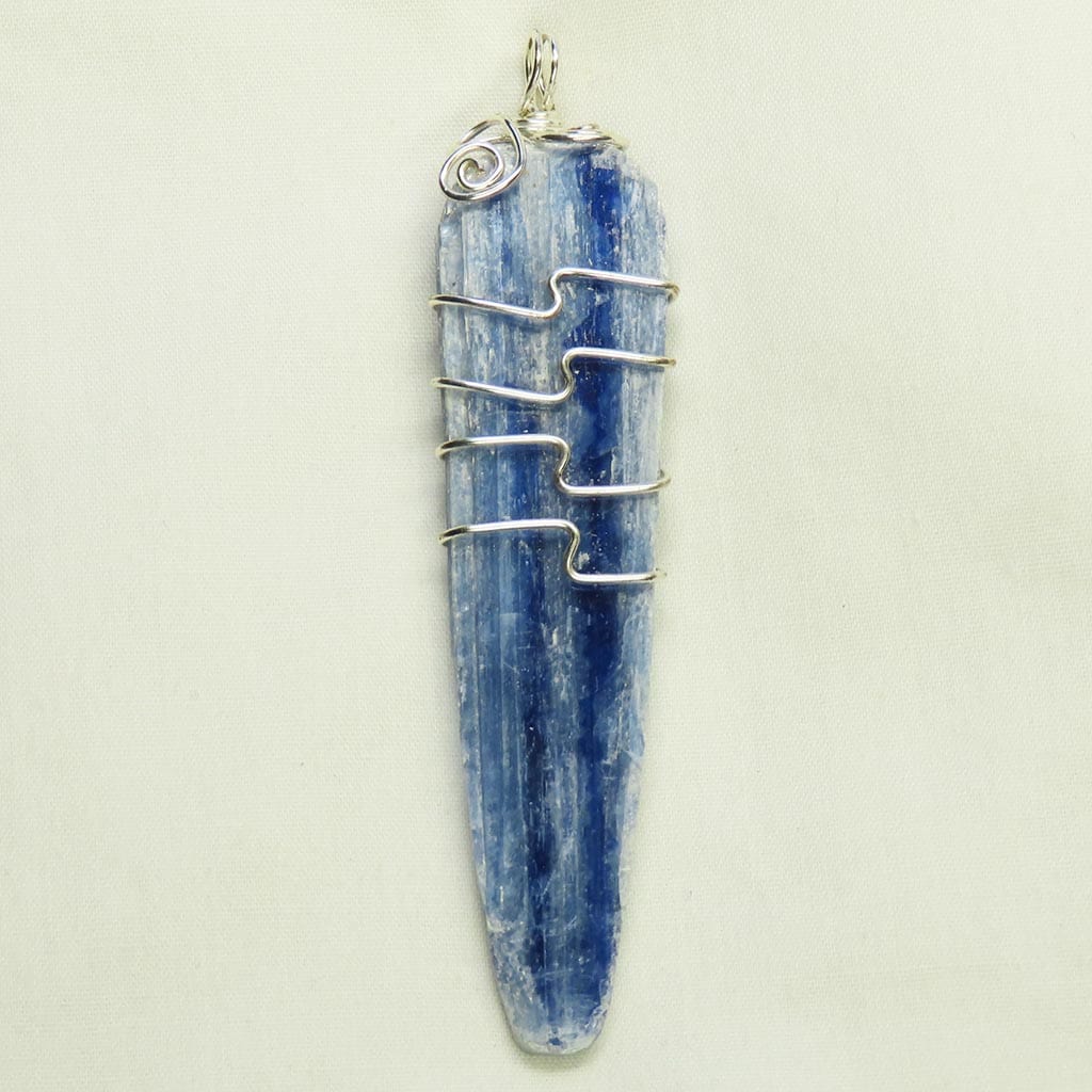 Blue Kyanite Wire Wrapped Pendant Jewelry