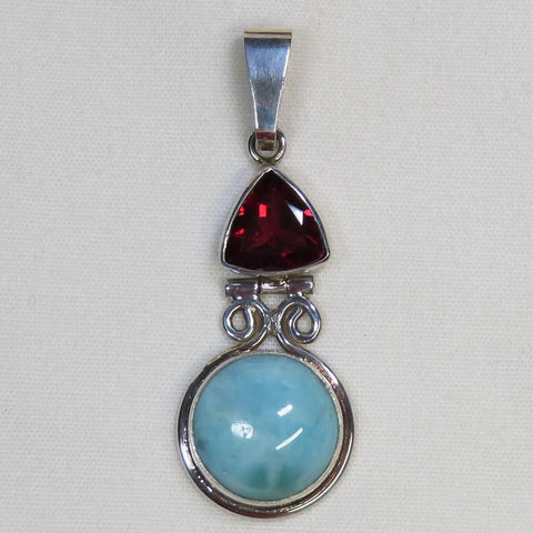 Larimar & Garnet Sterling Silver Pendant Jewelry