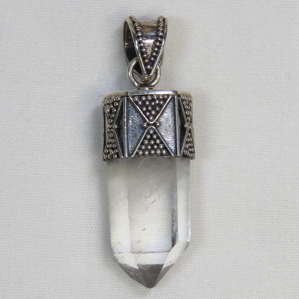 Quartz Crystal from Brazil Sterling Silver Pendant Jewelry