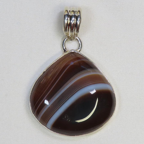 Banded Agate Sterling Silver Pendant Jewelry