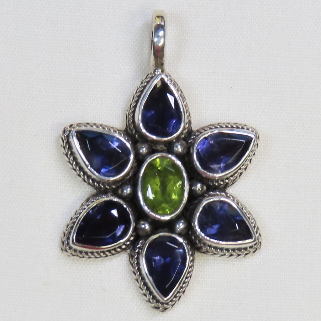 Iolite & Peridot Sterling Silver Pendant Jewelry