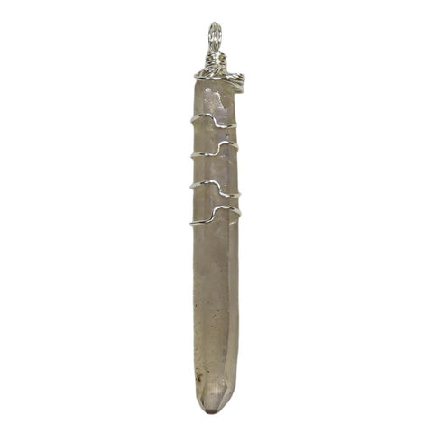 Manganese Included Quartz Crystal from Brazil Wire Wrapped Pendant