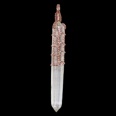 Wire Wrapped Chlorite Included Generator DT Quartz Crystal Pendant