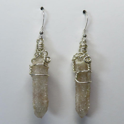 Drusy Fairy Quartz Crystal Points from South Africa Earrings Jewelry
