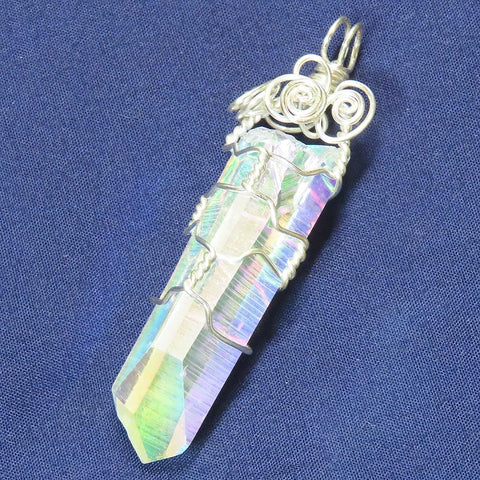 Opal Aura Or Angel Aura Quartz Crystal Wire Wrapped Pendant Jewelry