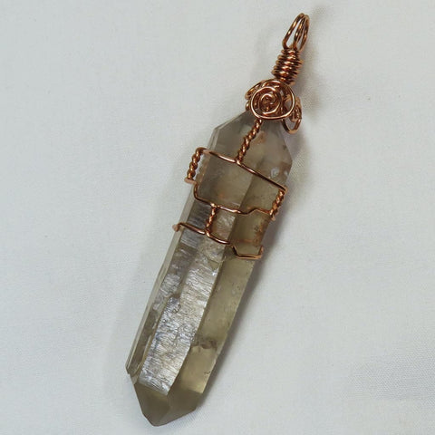Smoky Quartz DT Crystal Wire Wrapped Pendant Jewelry
