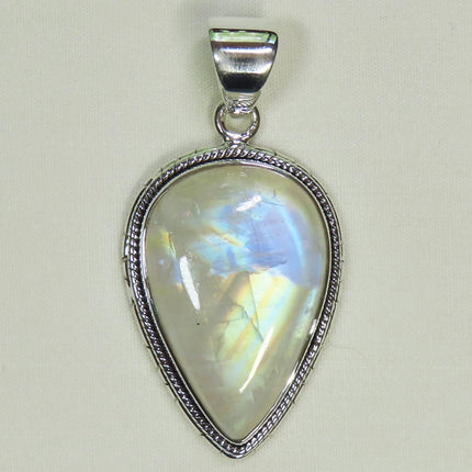 Rainbow Moonstone Sterling Silver Jewelry Set Pendant