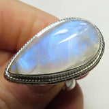 Rainbow Moonstone Sterling Silver Jewelry Set Ring