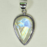Rainbow Moonstone Sterling Silver Jewelry Set Pendant