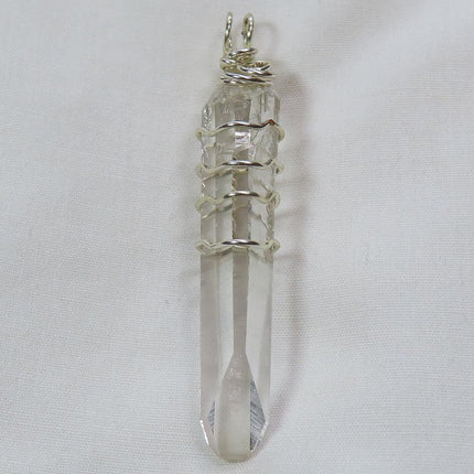 Arkansas Quartz Crystal Point Wire Wrapped Pendant Jewelry