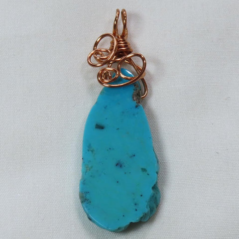 Sleeping Beauty Turquoise Wire Wrapped Pendant Jewelry