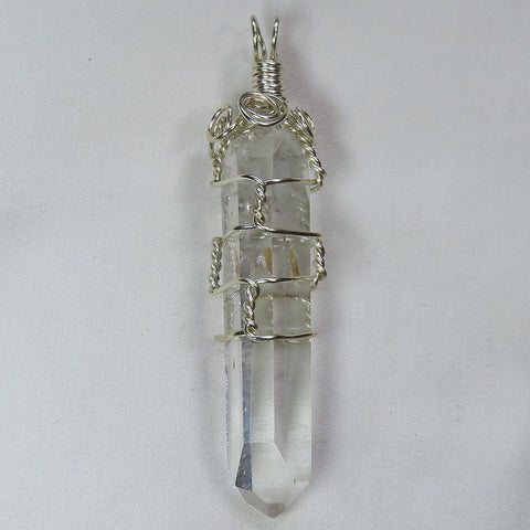 Arkansas Quartz Crystal Point Wire Wrapped Pendant Jewelry