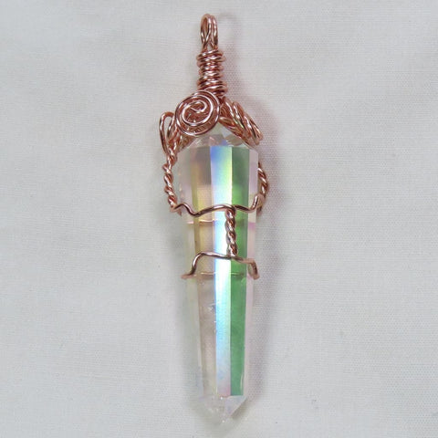 Opal Or Angel Aura Vogel Quartz Crystal DT Wire Wrapped Pendant