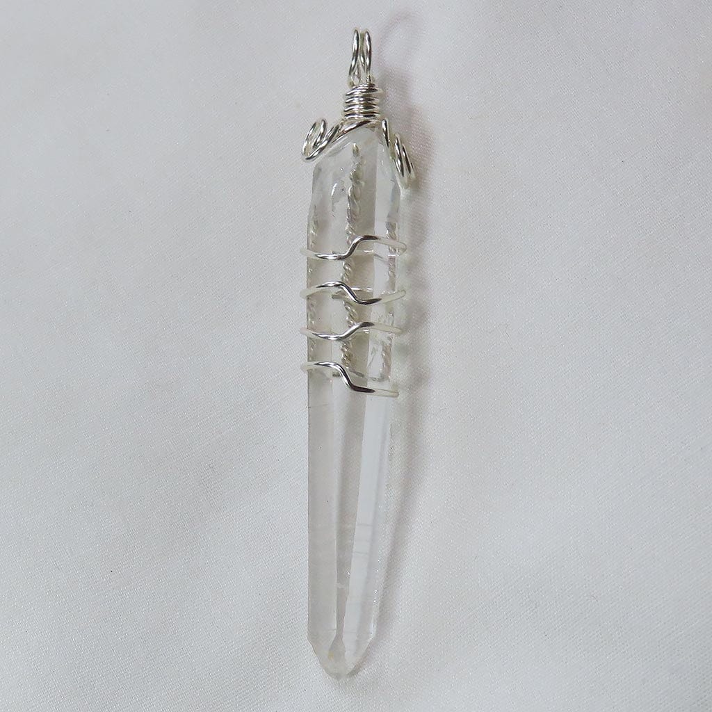 Quartz Crystal Double Terminated Point Wire Wrapped Pendant Jewelry